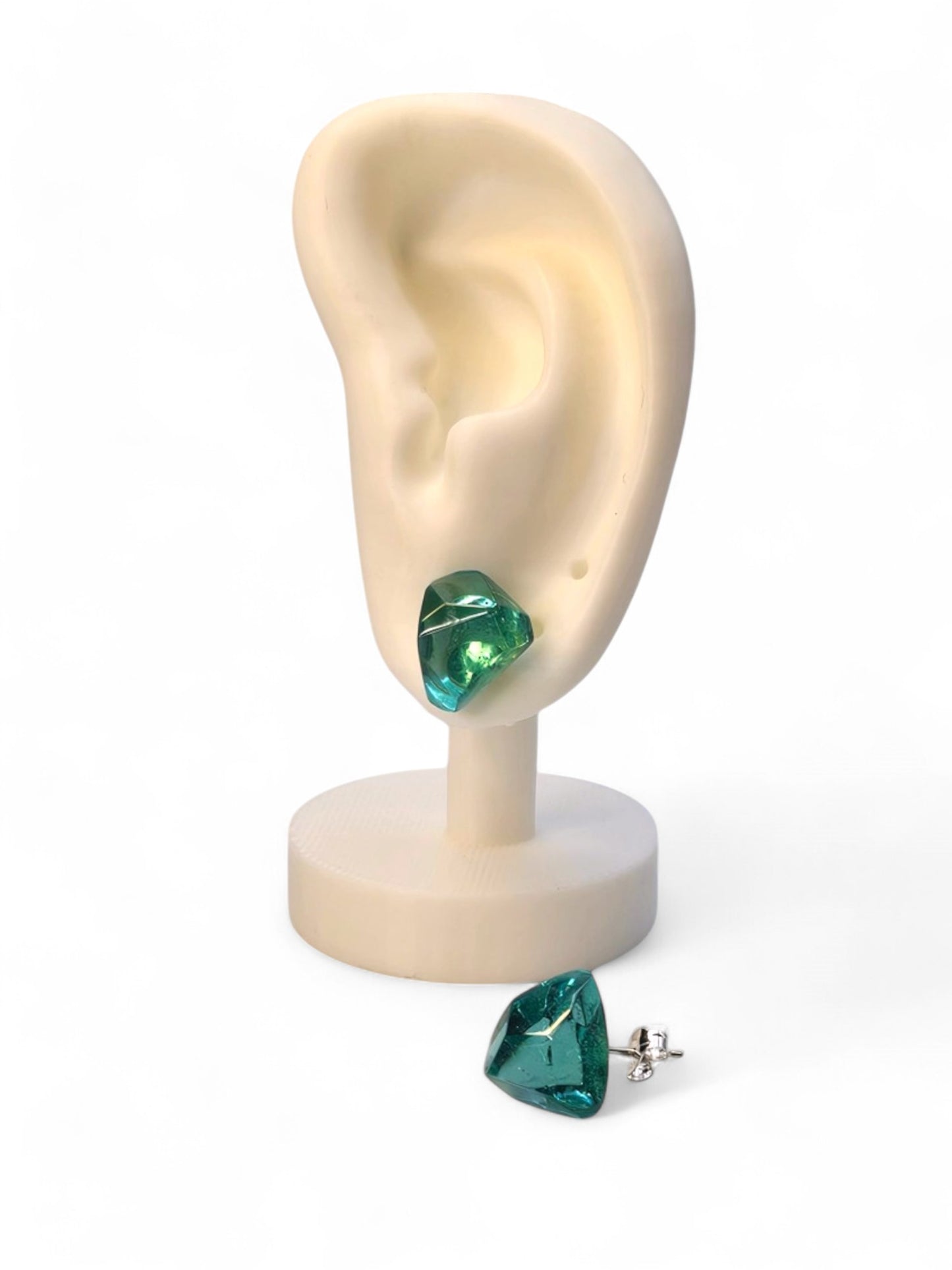 Faceted Gem Studs - Green