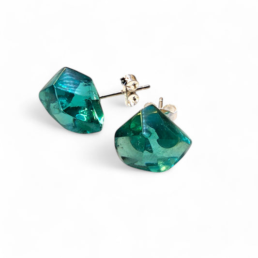 Faceted Gem Studs - Green