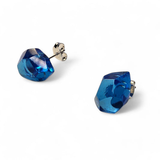 Faceted Gem Studs - Copper Blue