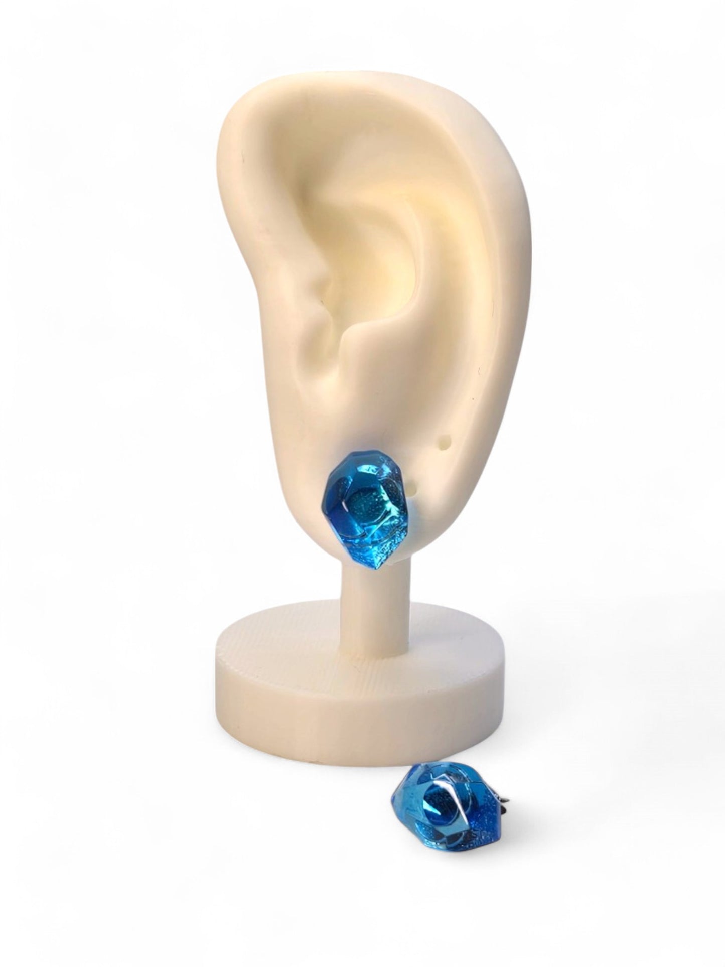 Faceted Gem Studs - Copper Blue